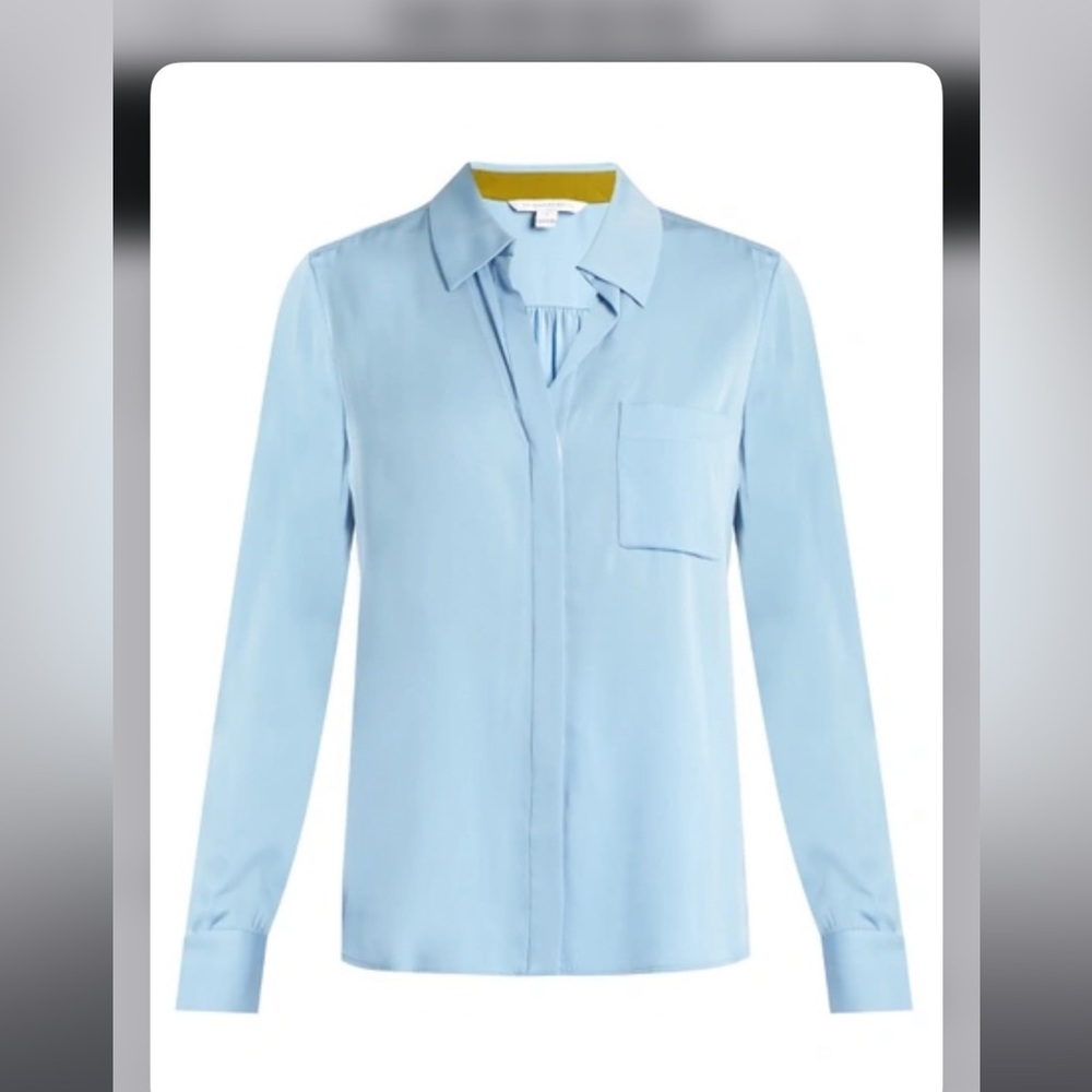 diane von furstenberg light blue sz 2 carter blouse